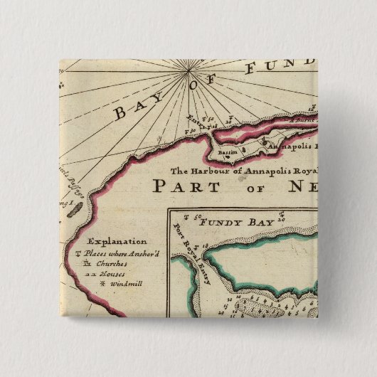 アナポリスのファンディ湾と港王室の湾 缶バッジ (正面)