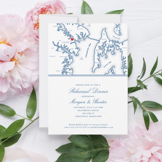 アナポリスケントアイランドマップネイビーリハーサルディナー 招待状