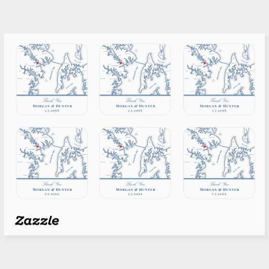 アナポリスケントアイランドマップネイビー結婚式の引き出物 スクエアシール (シート)