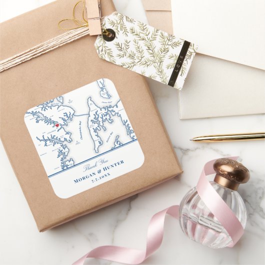 アナポリスケントアイランドマップネイビー結婚式の引き出物 スクエアシール (ギフト)