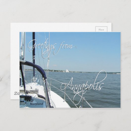 アナポリスセーラボートチェサピーク湾からの挨拶 ポストカード (正面/裏面)