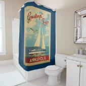 アナポリスセーロボートヴィンテージトラベルメリーランド シャワーカーテン (インサイチュ)