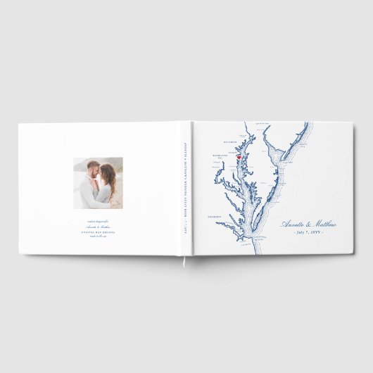 アナポリスチェサピーク湾の結婚地図 ゲストブック (全面)