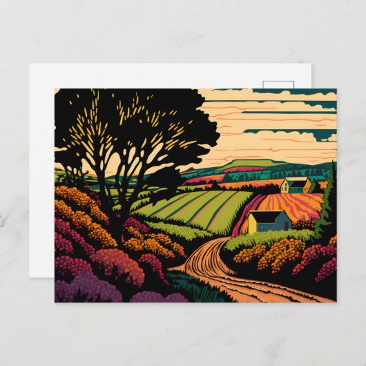 アナポリスバレーフカラフルァームランドスケープグリーティング ポストカード (正面/裏面)