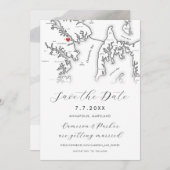 アナポリスメリーランドの地図と黒の写真 セーブザデート (正面/裏面)