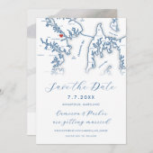 アナポリスメリーランドの地図ネイビーブルー写真 セーブザデート (正面/裏面)