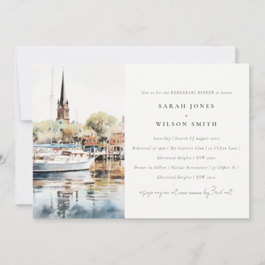 アナポリスメリーランドウォーターカラーリハーサルディナー 招待状 (正面)