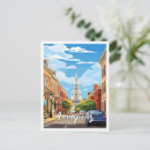 アナポリスメリーランドヴィンテージアートトラベルイラストレーション ポストカード (スタンド正面)