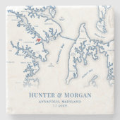 アナポリスメリーランド州の行き先の結婚式の好意 ストーンコースター (正面)