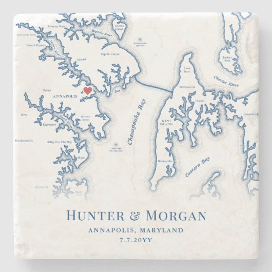 アナポリスメリーランド州の行き先の結婚式の好意 ストーンコースター (正面)