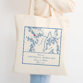 アナポリスメリーランド結婚州の地図と歓迎 トートバッグ