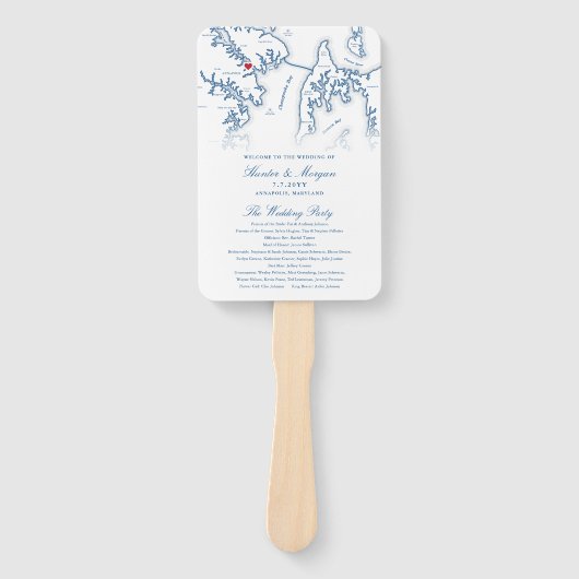 アナポリスメリーランド結婚式 プログラムエレガントウェディング ハンドファン (正面)