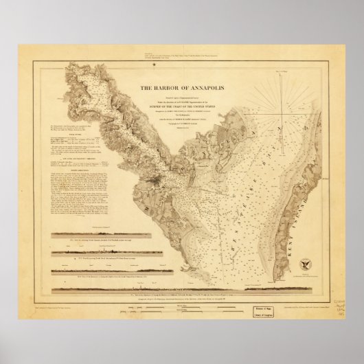 アナポリス港湾地図（1846年） ポスター (正面)