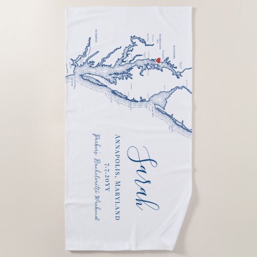アナポリス カスタマイズされた ブライズウィークエンド ビーチタオル (正面)