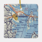 アナポリスMDヴィンテージマップ セラミックオーナメント (正面)