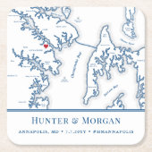 アナポリスMD結婚のウェルカムパーティーカクテルアワー スクエアペーパーコースター (正面)