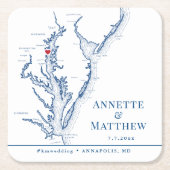 アナポリスMD結婚のウェルカムパーティーカクテルアワー スクエアペーパーコースター (正面)