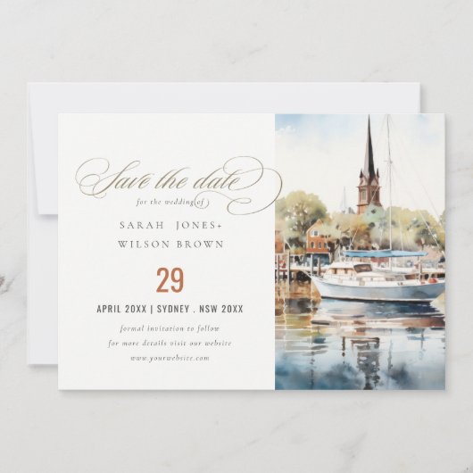 アナポリメリーランドMD海の水の色の日付を保存 招待状 (正面)