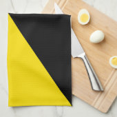 アナルコ資本主義の国旗の無政府状態のシンボル黒の黄色 キッチンタオル (四つ折り)