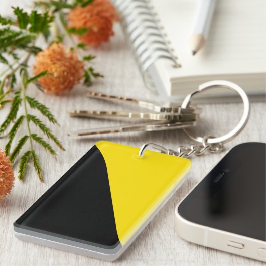 アナルコ資本主義の国旗の無政府状態のシンボル黒の黄色 キーホルダー (正面右)