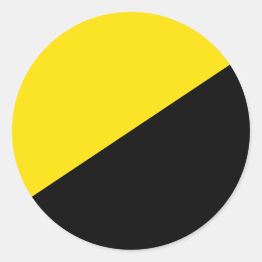 アナルコ資本主義の国旗の無政府状態のシンボル黒の黄色 ラウンドシール (正面)