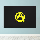 アナルコ資本主義ブラックとイエロー国旗 キャンバスプリント (インサイチュ (ウッドフロア))
