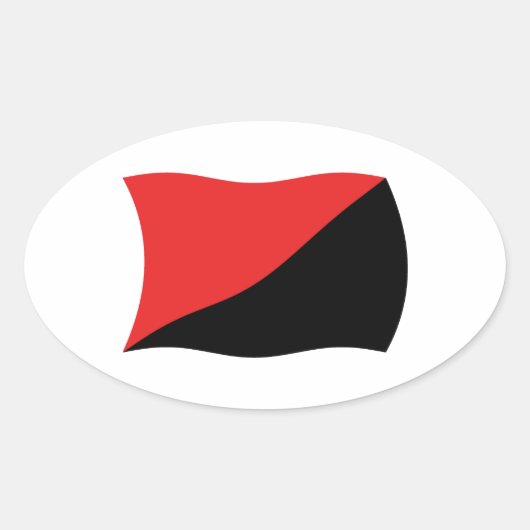 アナルコ・シンジカリズム国旗のステッカー 楕円形シール (正面)