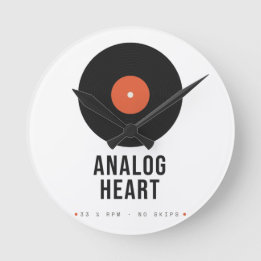 アナログハート レトロ ビニールレコード アクリルウォールクロック ラウンド壁時計