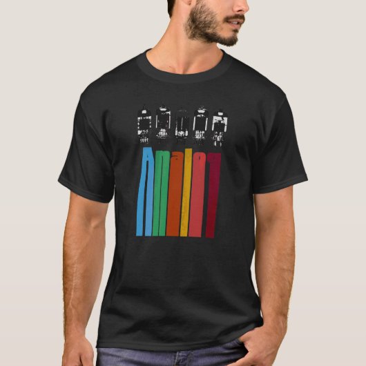 アナログ真空管オーディオバルブアンプレトロAethet Tシャツ (正面)