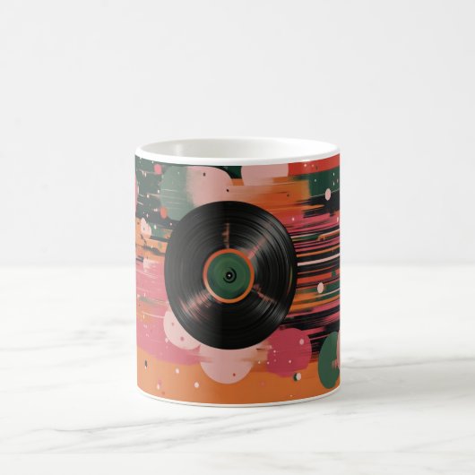 アナログ音楽を表すためによく使われるビニールレコード コーヒーマグカップ (中央)
