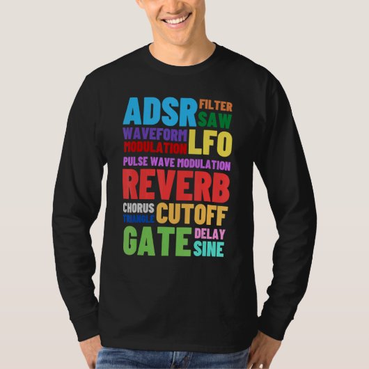 アナログ・モジュラー・シンセサイザー語テクノRave Syn Tシャツ (正面)