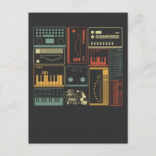アナログ・モジュラー・シンセサイザー音楽プロデューサ・キーボード ポストカード (正面)