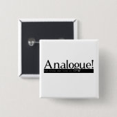 アナログ! 正方形Pin -白の黒 缶バッジ (正面&裏面)