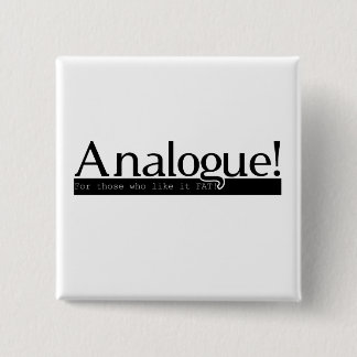 アナログ! 正方形Pin -白の黒 缶バッジ