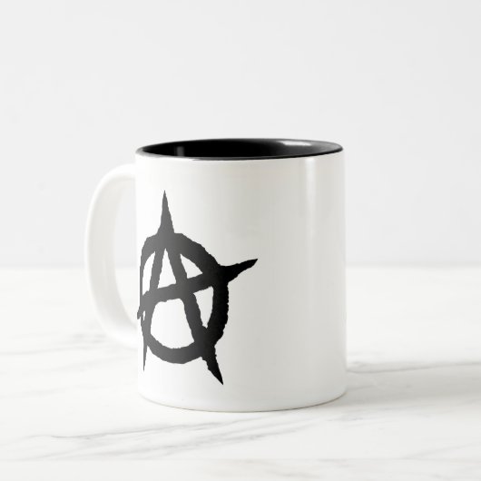 アナーキー記号ブラックパンク音楽文化の符号カオス ツートーンマグカップ (正面左)