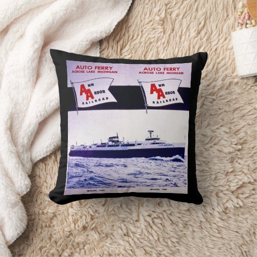 アナーバーの鉄道自動フェリーミシガン湖のルート クッション (ブランケット)