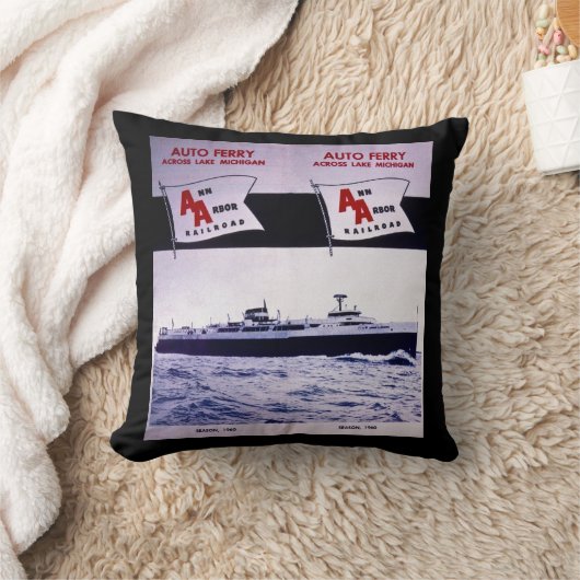 アナーバーの鉄道自動フェリーミシガン湖 クッション (ブランケット)
