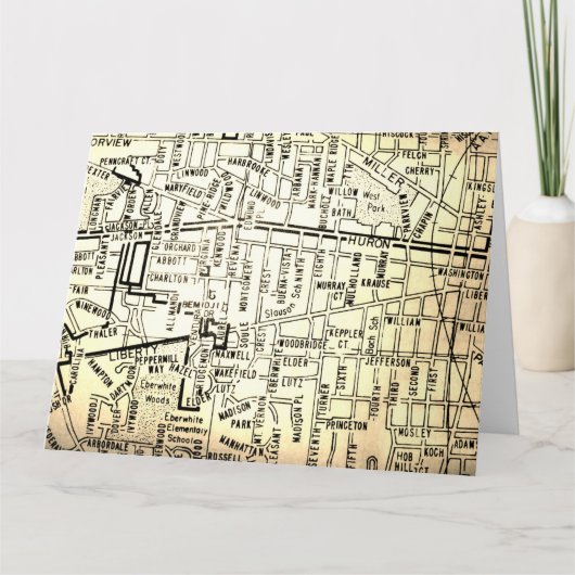 アナーバーのMIのヴィンテージの地図 カード (正面)