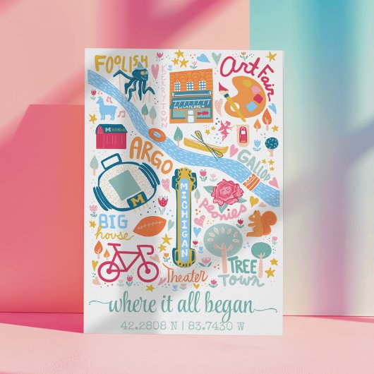 アナーバーミシガンマップカスタム座標 ポスター