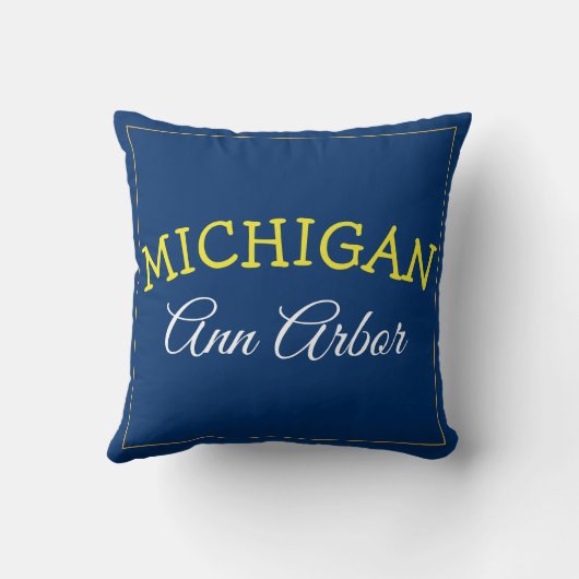 アナーバー ミシガン ブルーとメイズ クッション (裏面)