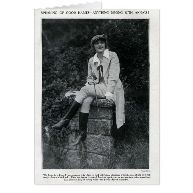 アナQ.ニルソン1917年の乗車の用品類のポートレートカード (正面)