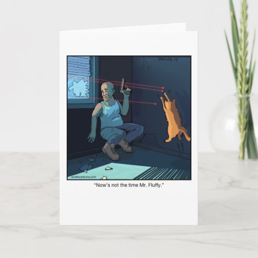 アニおもしろいメのグリーティングカード – レーザー猫 カード (正面)