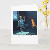 アニおもしろいメのグリーティングカード – レーザー猫 カード (黄色い花)