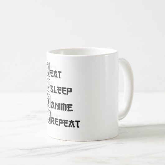 アニおもしろいメ贈食べり物の眠りを繰り返すオタク コーヒーマグカップ (正面右)