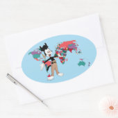 アニアックス |ヤッコの世界地図グラフィック 楕円形シール (封筒)