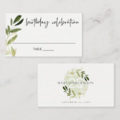 アニエレガントーエイジ金ゴールド緑葉リース誕生日 プレイスカード (正面/裏面)
