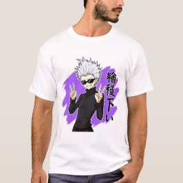 アニクールメスタイル白髪キャラクター Tシャツ