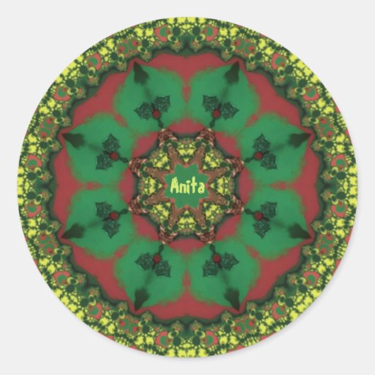 アニタ～わぁ！クリスマスグリーンレッドイエロー～ ラウンドシール (正面)