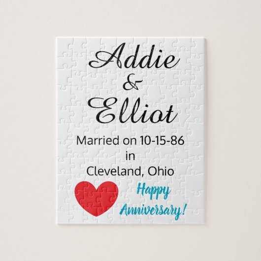 アニバーサリーおもしろいとハートのホワイト: ジグソーパズル (縦)