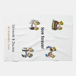 アニバーサリーかわいいカップル🎉一緒に老ける漫画 キッチンタオル